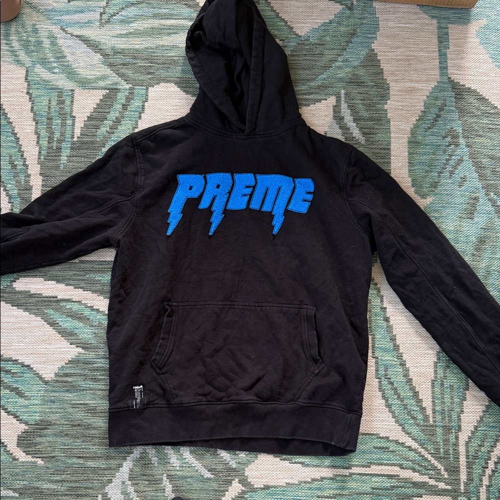 Black Hoodie with Blue Graphic